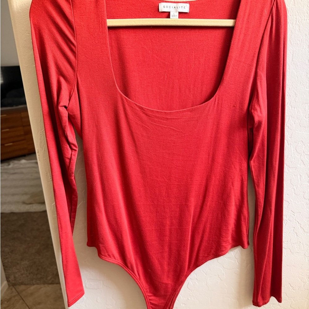 Socialite Burnt Orange Long Sleeve Bodysuit
